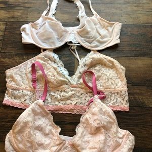Bundle lot of 3 pink bralettes